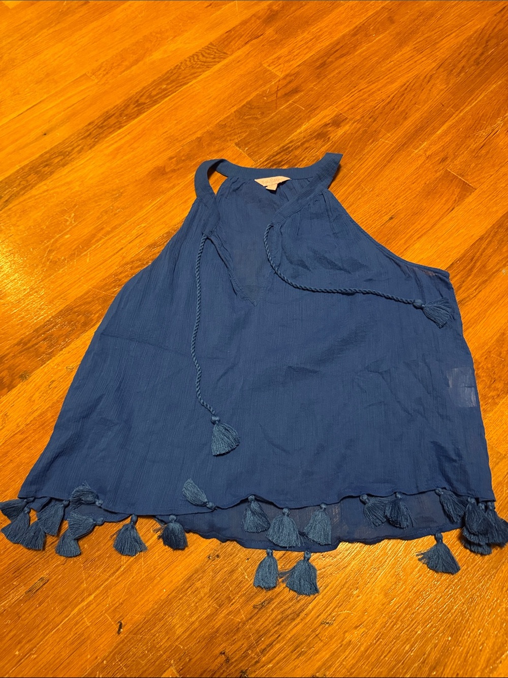 Lilly Pulitzer Blue Tassel-Hem Halter Camisole